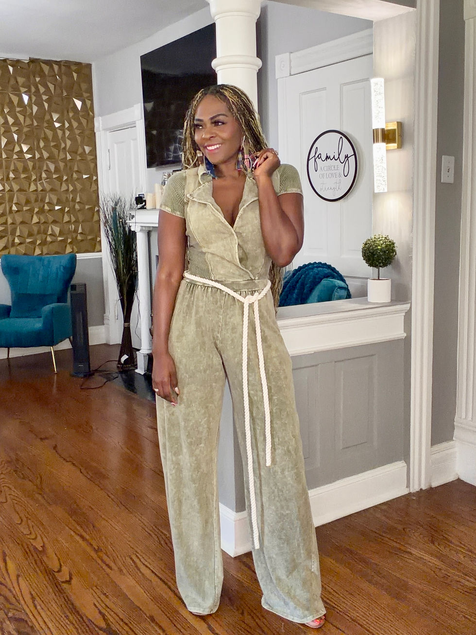 Thumbnail: Mineral Wash Braided Belt Jumpsuit
