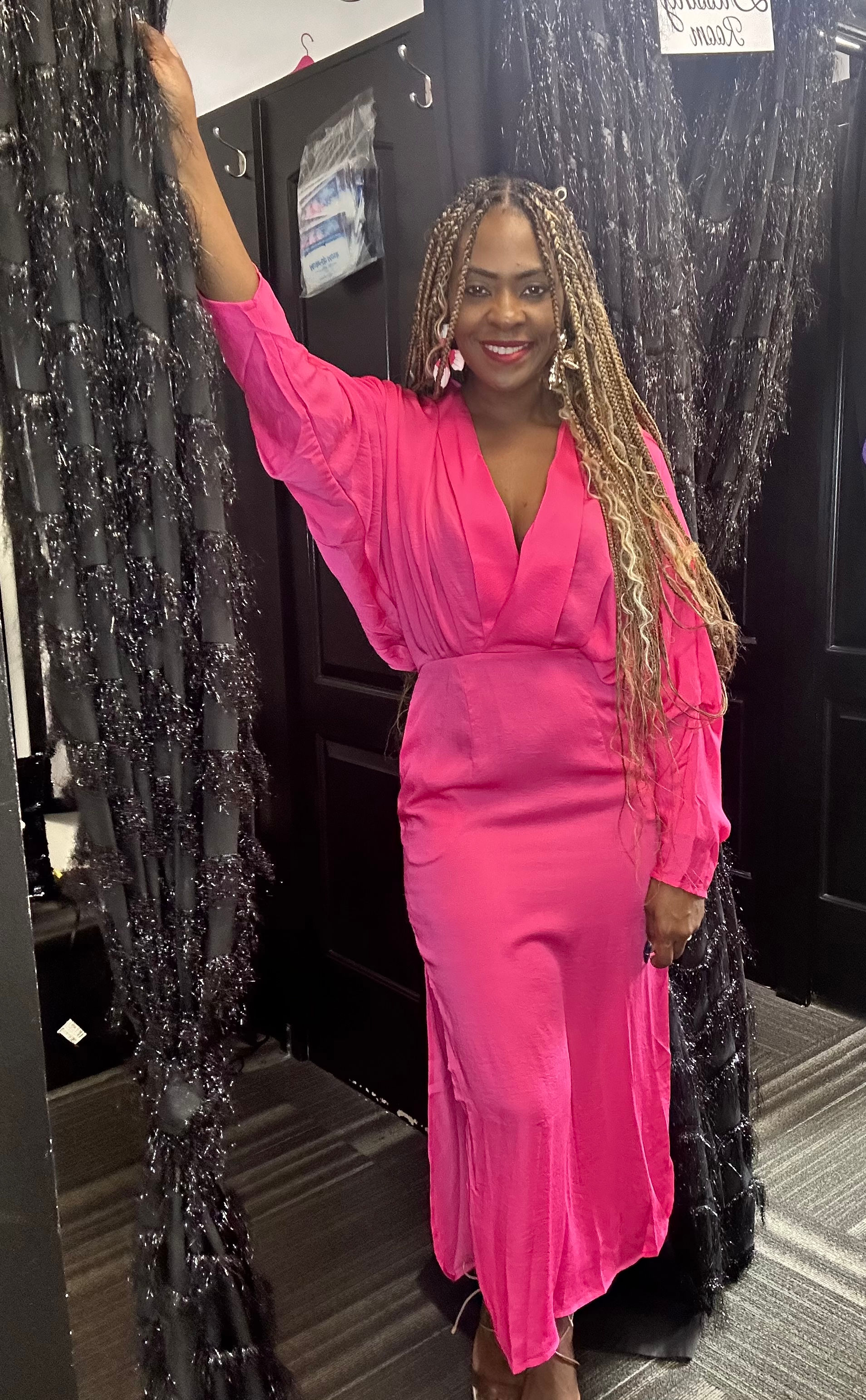 Satin Split Dolman Dress