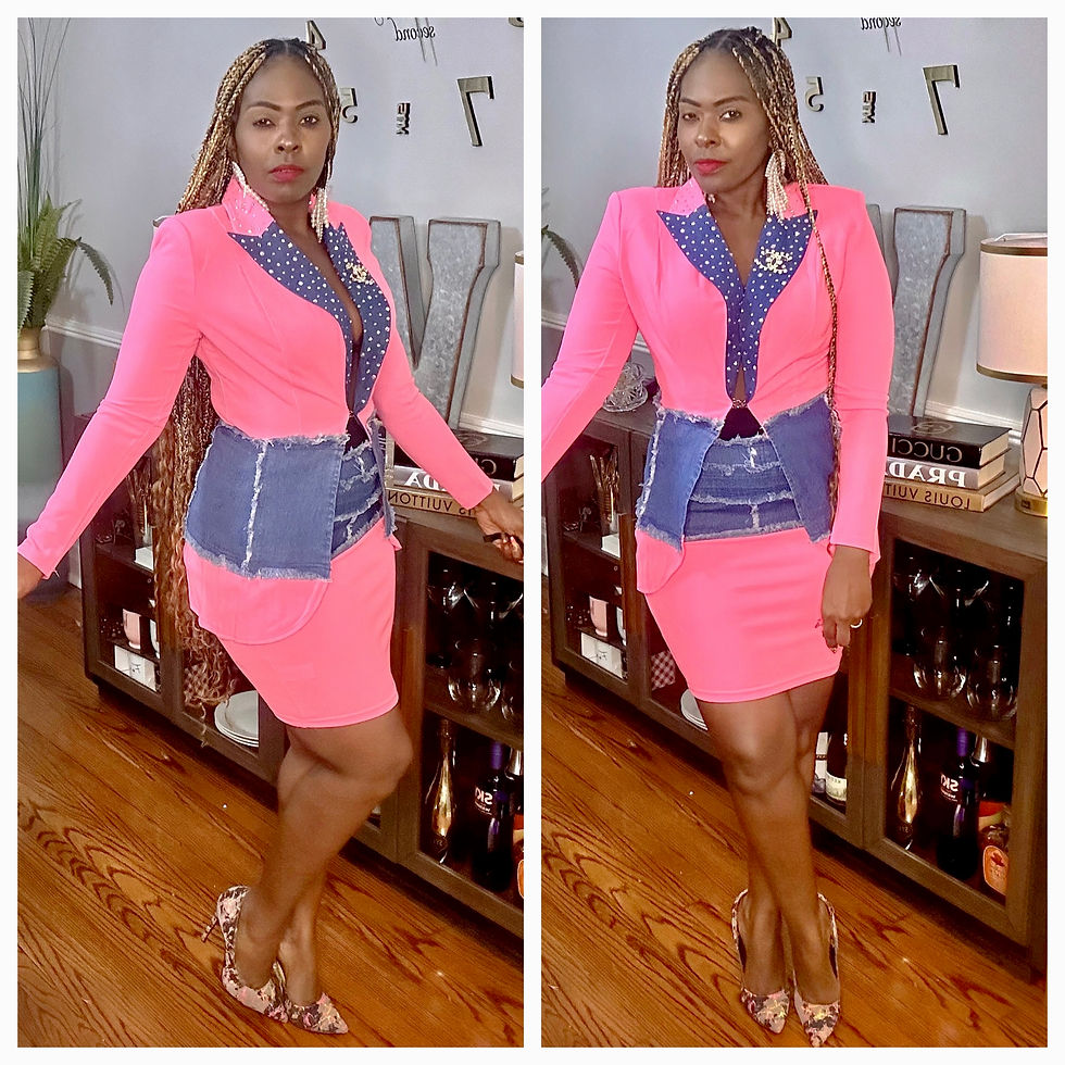 Denim Blazer Skirt Set