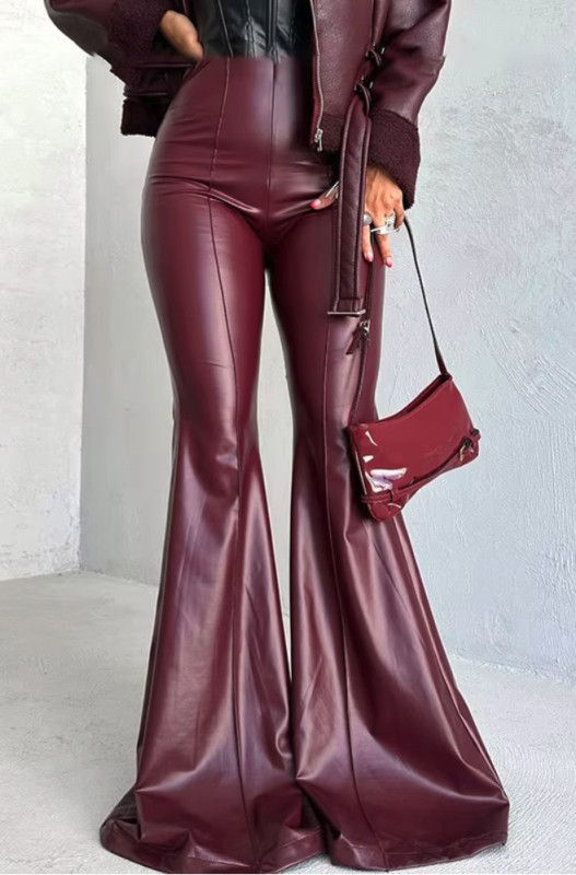 Thumbnail: Faux Leather Flare Pants