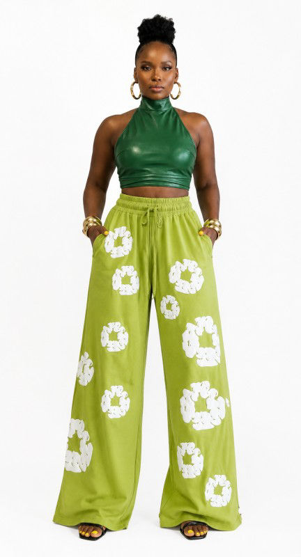 Flower Textured Print Joggers