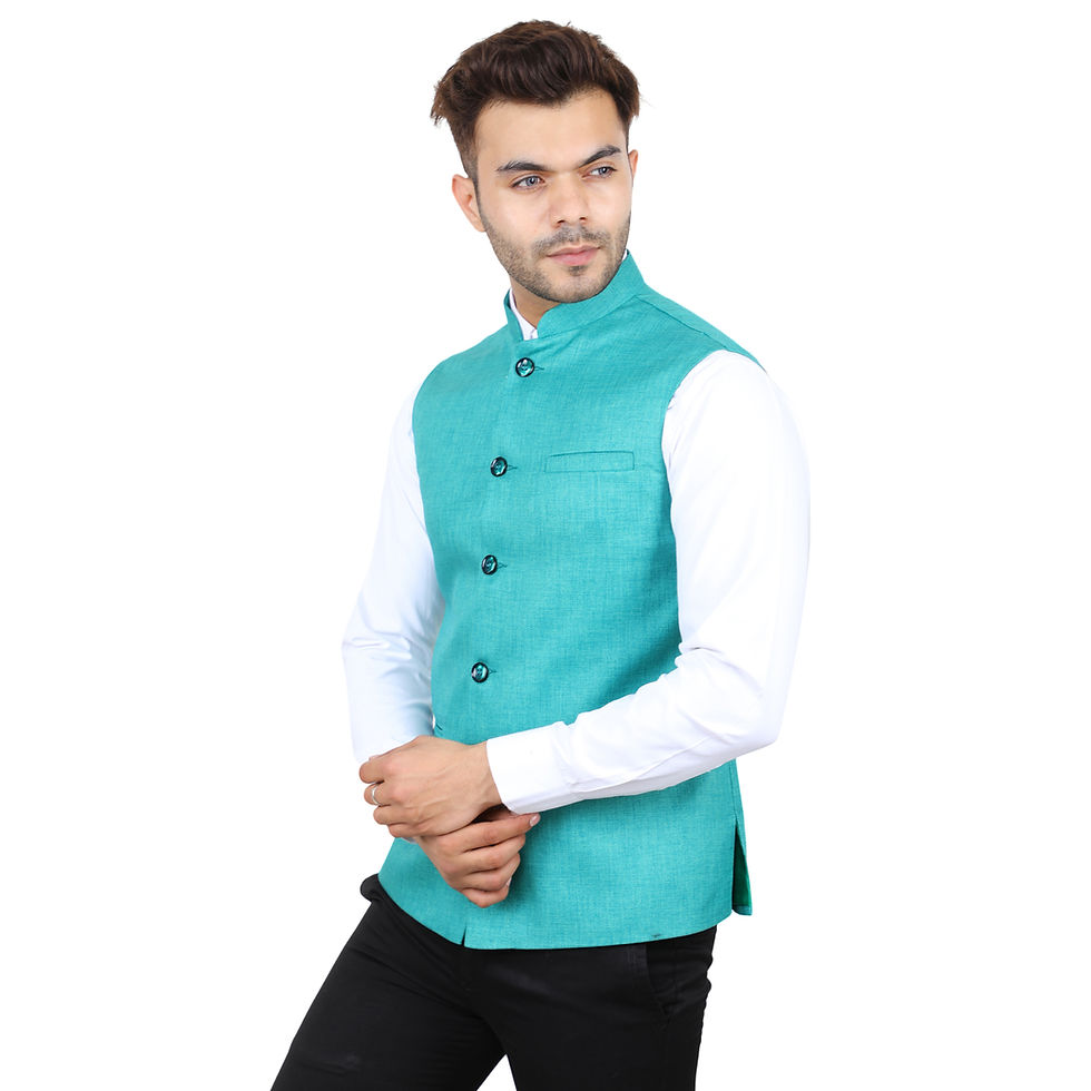 थंबनेल: Bottel Green Men's Nehru Jacket