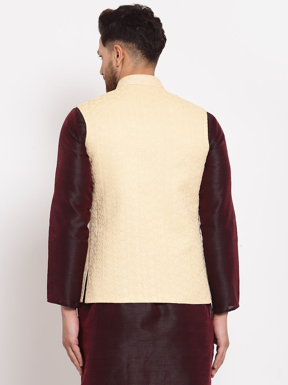Thumbnail: Badoliya & Sons Embroidered Nehru Jacket Beige