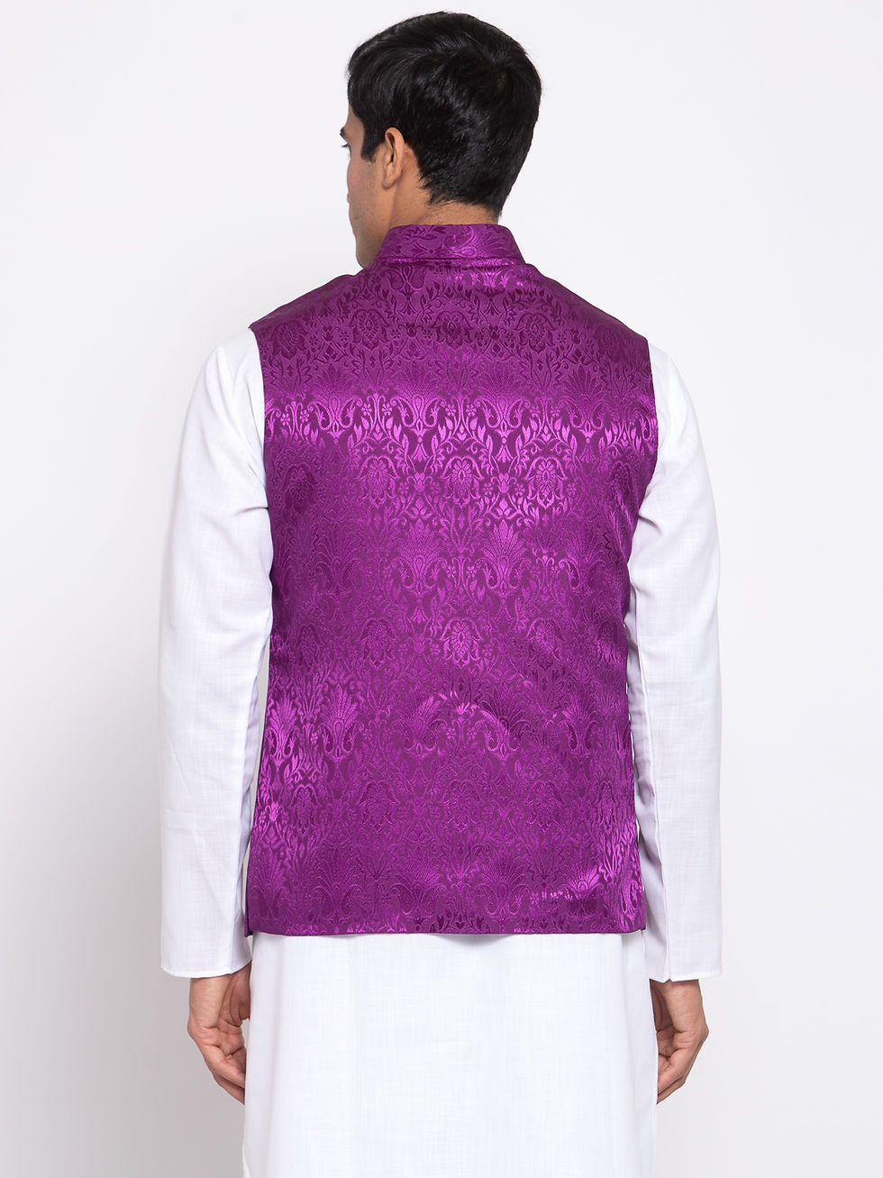 Thumbnail: Purple Woven Design Nehru Jacket