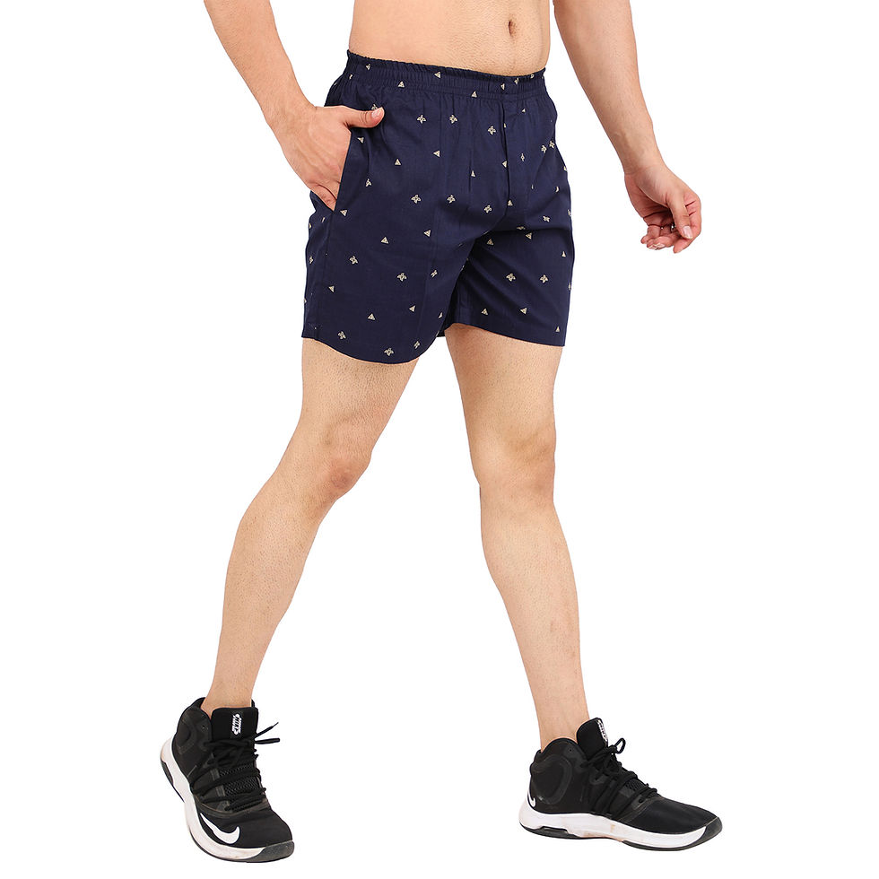 Thumbnail: Badoliya & Sons Navy Stars Boxers Shorts Men's