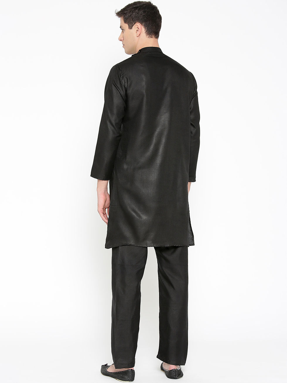 Thumbnail: Men’s Black Angrakha Kurta Set for Wedding & Festive Wear | Badoliya & Sons