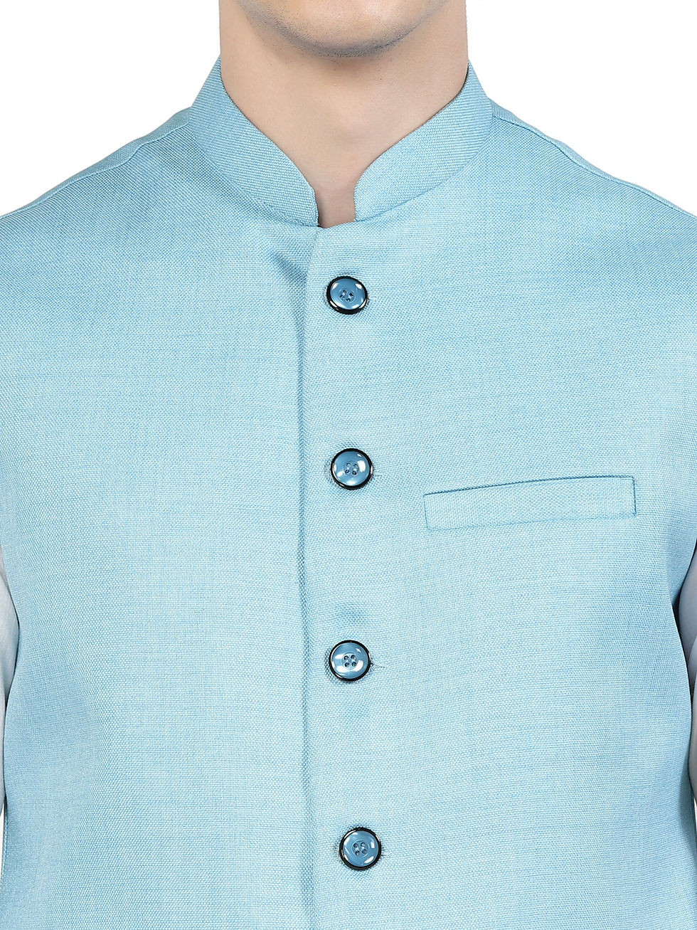 Thumbnail: Sky Blue Jute Nehru Jacket