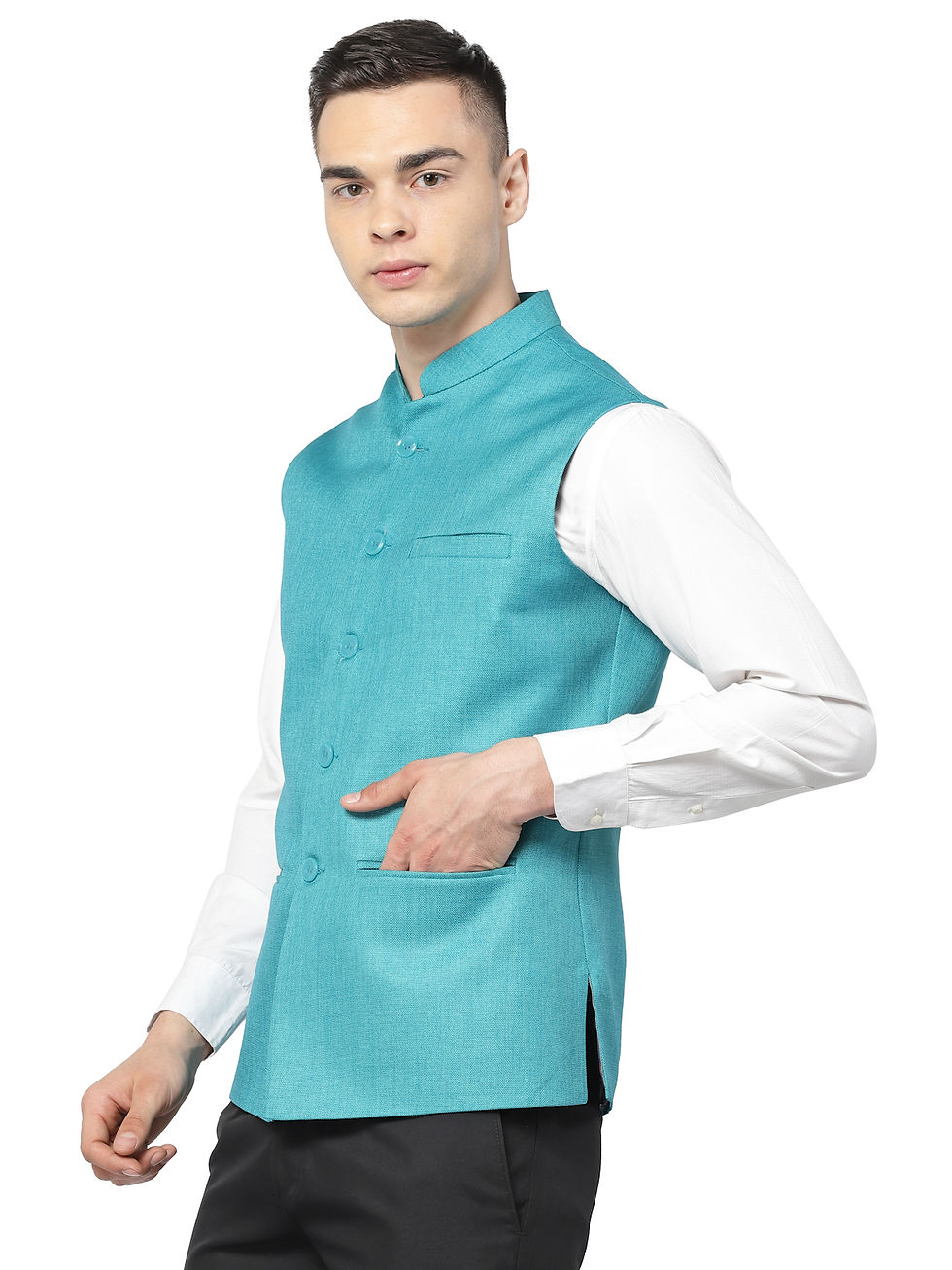 Thumbnail: Rama Green Jute Nehru Jacket