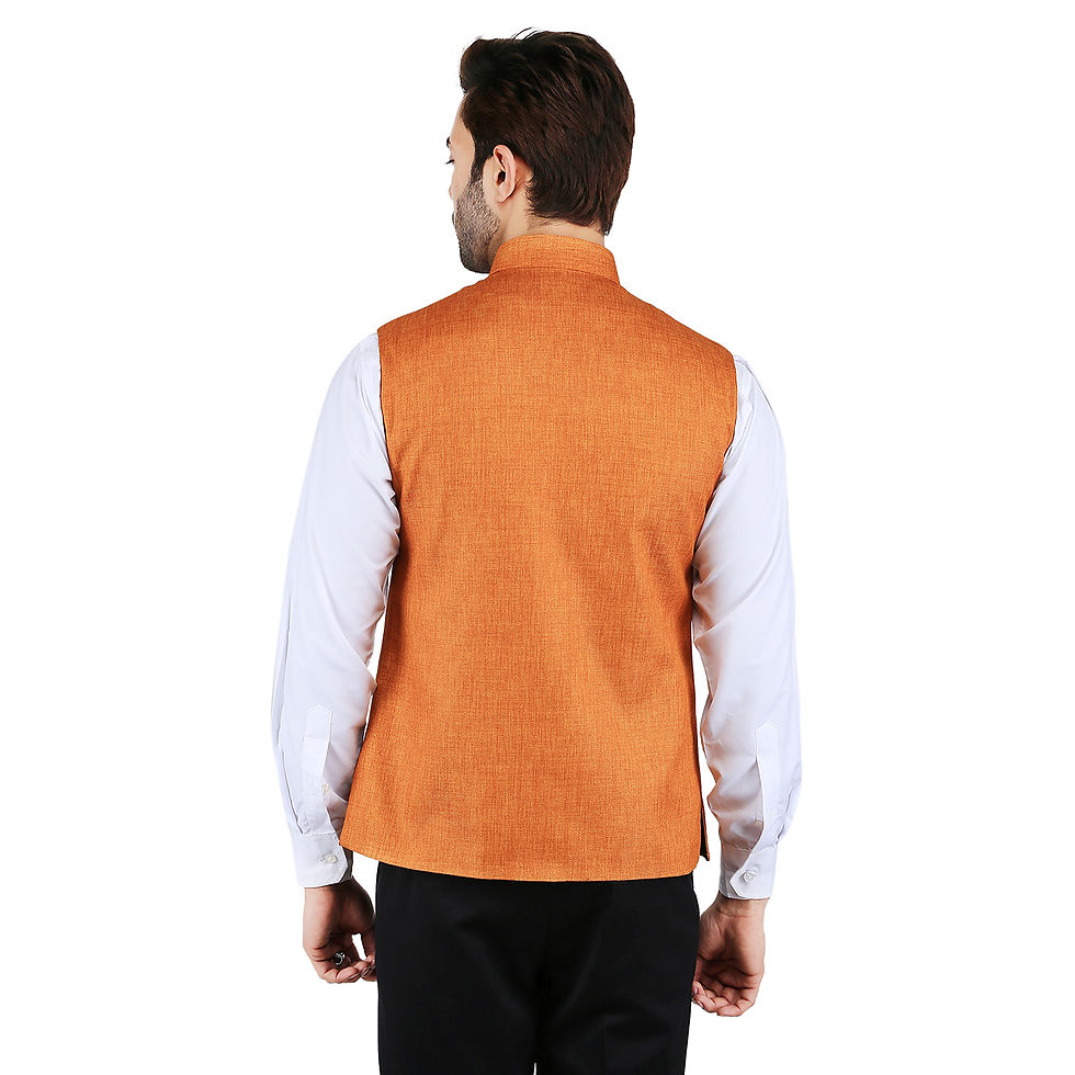 Thumbnail: Orange Men's Jute Nehru Jacket