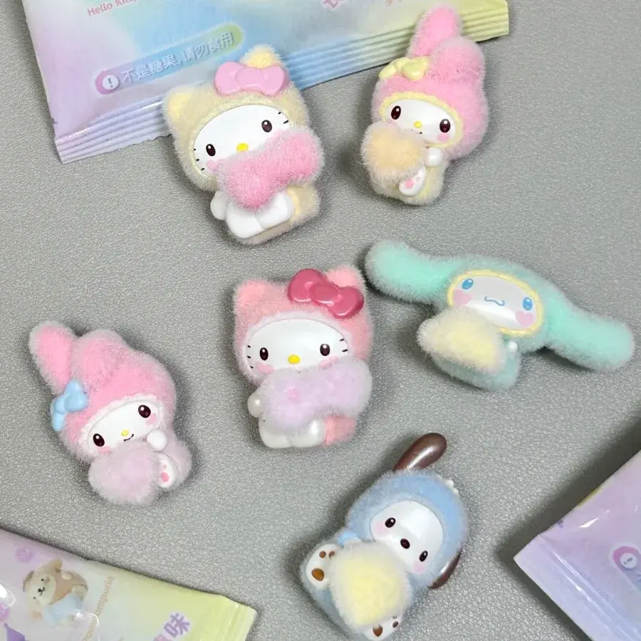 New Original Sanrio Fluffy Baby Blind Bag Flocked Style My Melody Hello Kitty