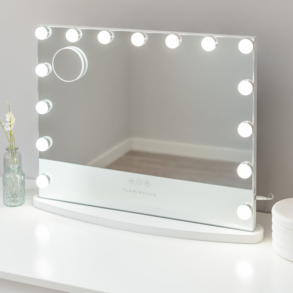 Thumbnail: Flamingueo Georgina - Mirror with 15 Hollywood LED lights rounded base