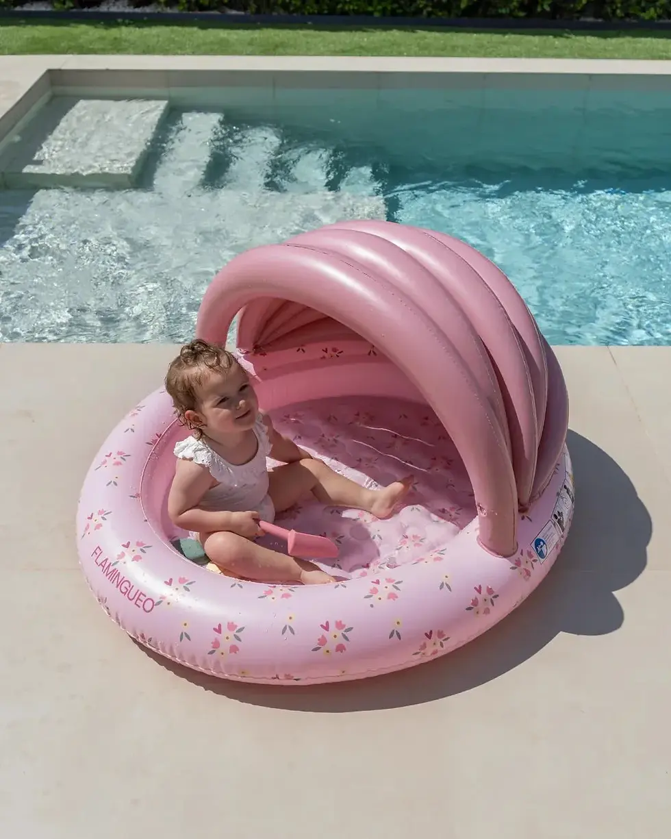 Thumbnail: Flamingueo Petunia - Pink Kids' Mini Pool with Canopy for Garden