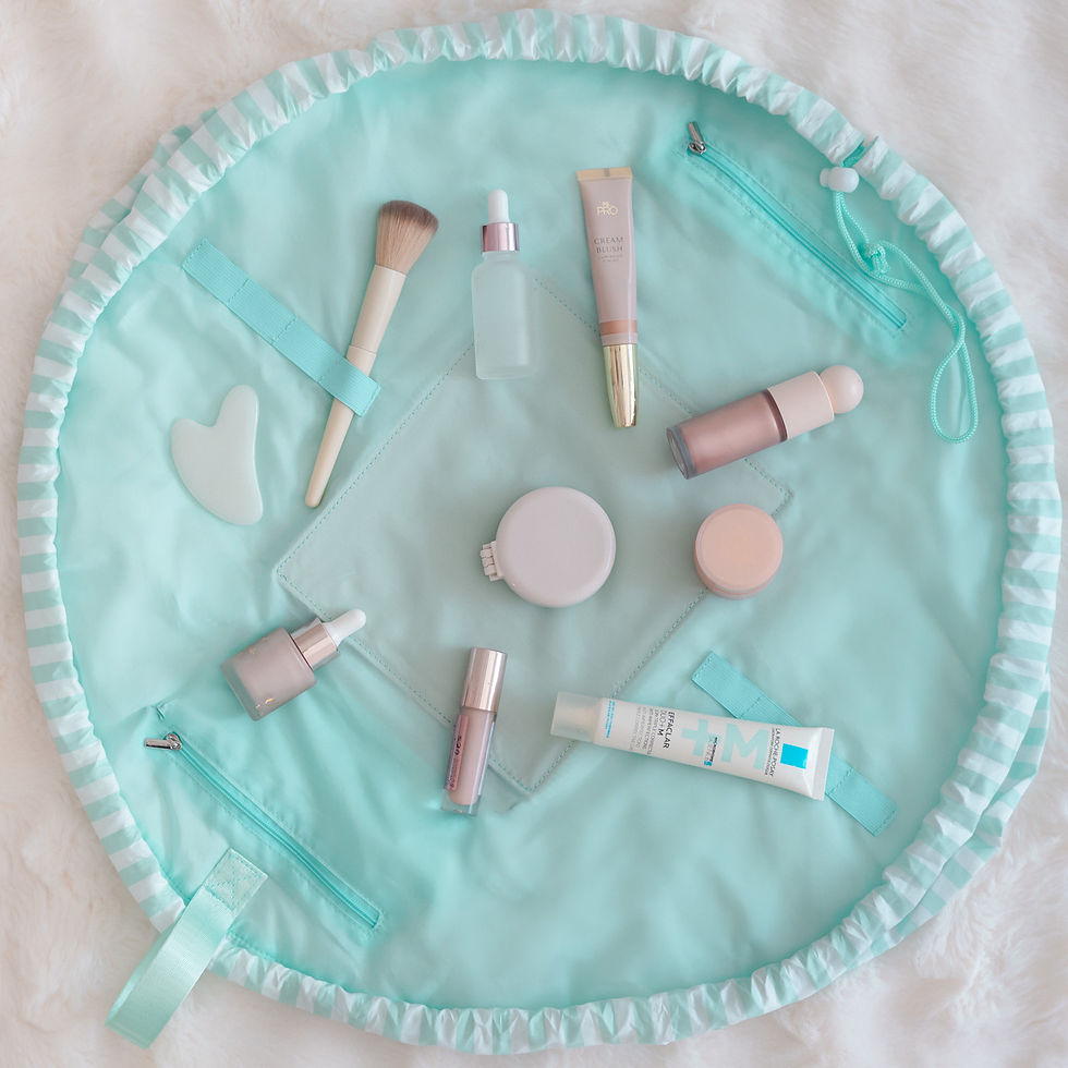 Thumbnail: Flamingueo Bailey - Cosmetic bag 2 in 1 Turquoise Stripes
