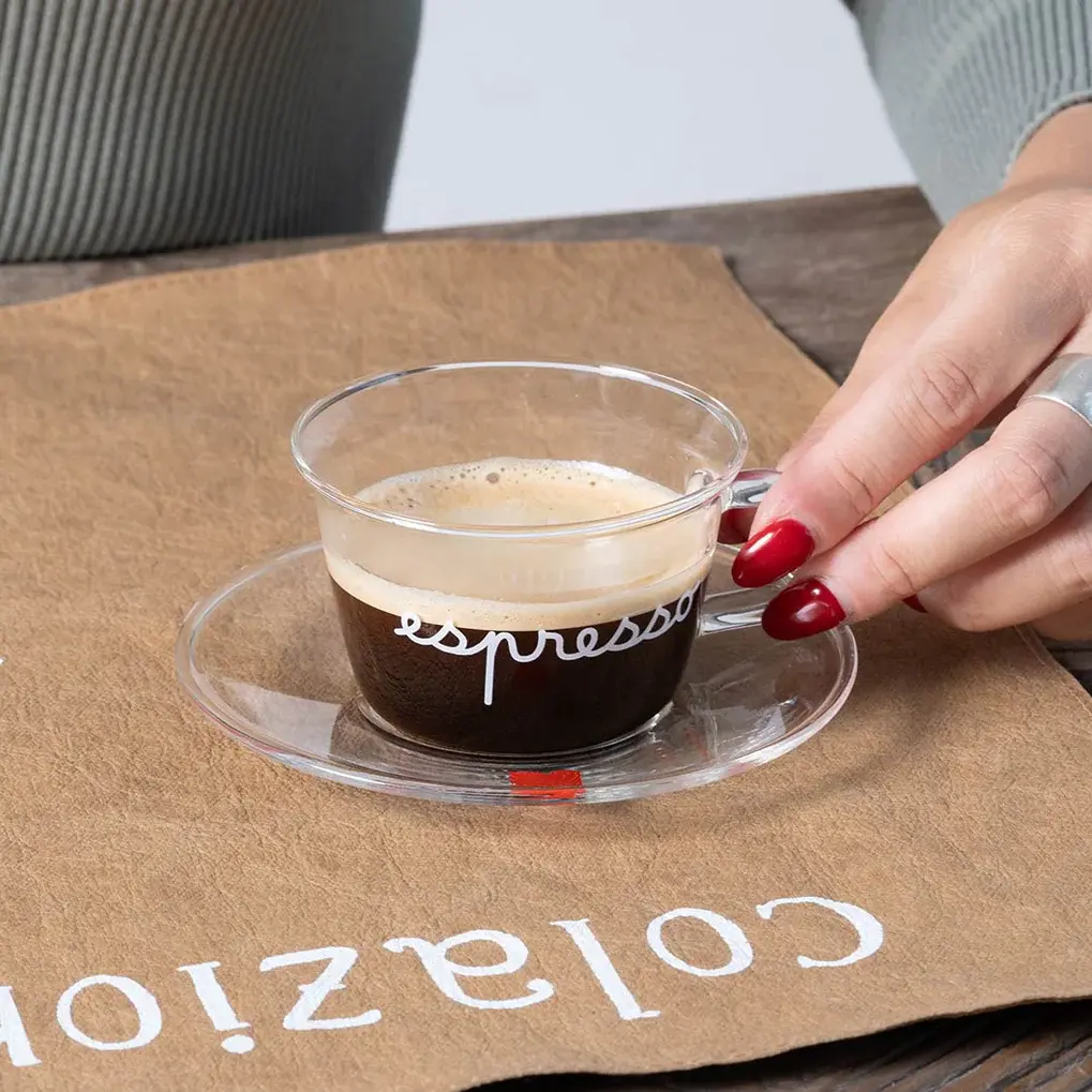 Simple Day Set 2 Tazze Espresso Piatto Pausa Caffe' Cuore Rosso
