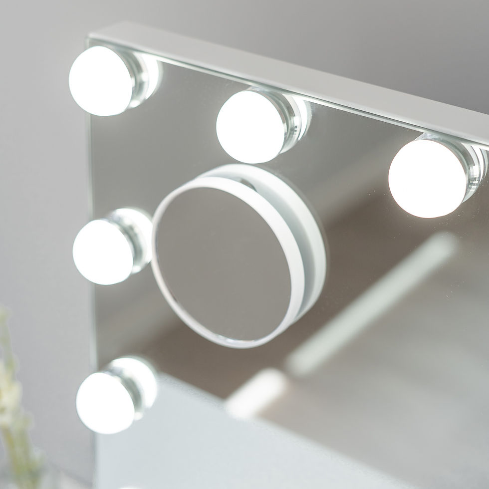 Thumbnail: Flamingueo Georgina - Mirror with 15 Hollywood LED lights rounded base