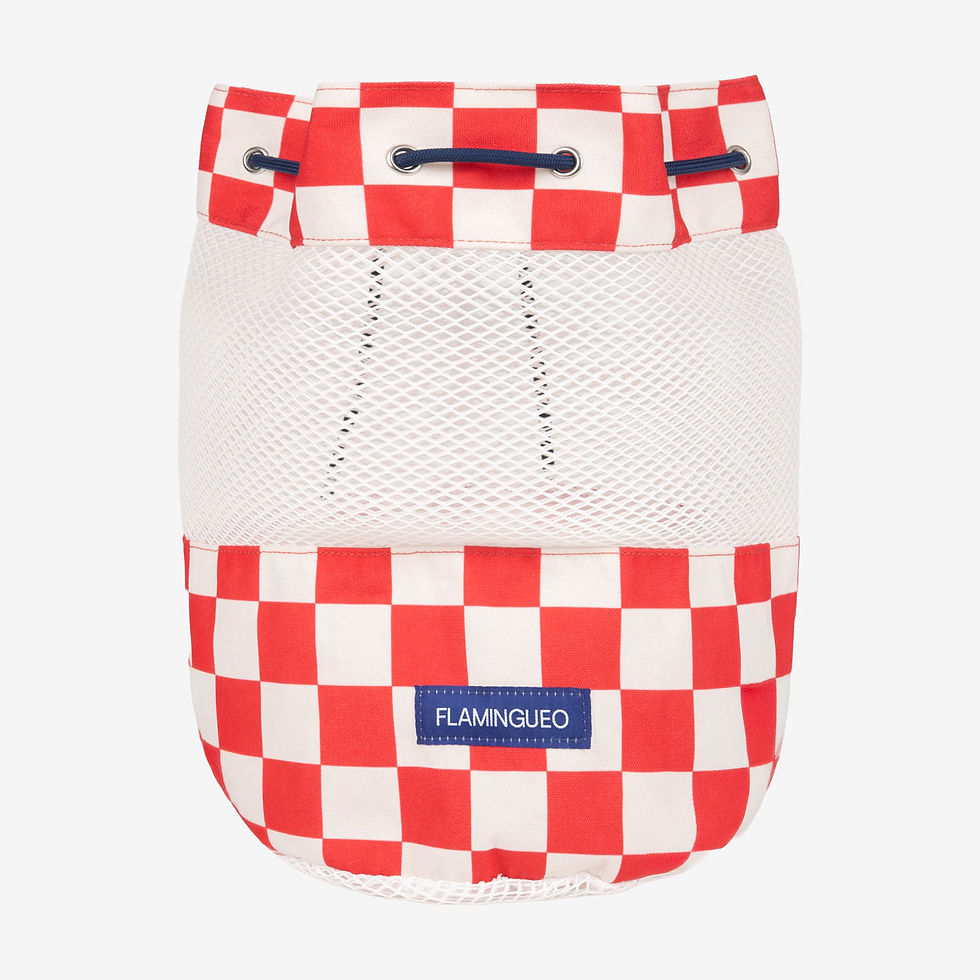 Thumbnail: Flamingueo Messier - Sand-Free Checkered Beach Toy Backpack