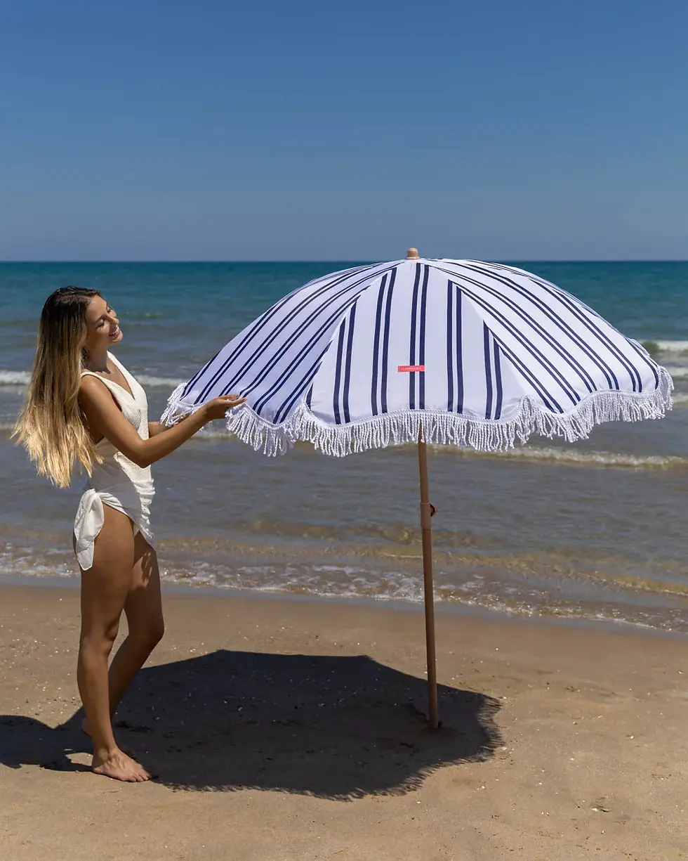Thumbnail: Keira - Striped White And Blue Umbrella