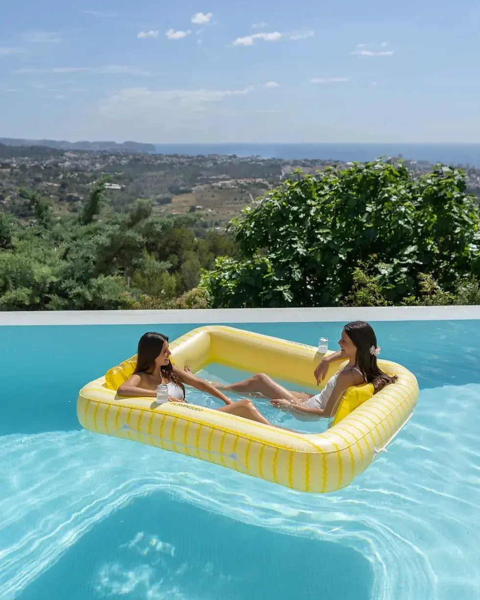Thumbnail: Flamingueo Lola - Yellow Inflatable double mat with grid