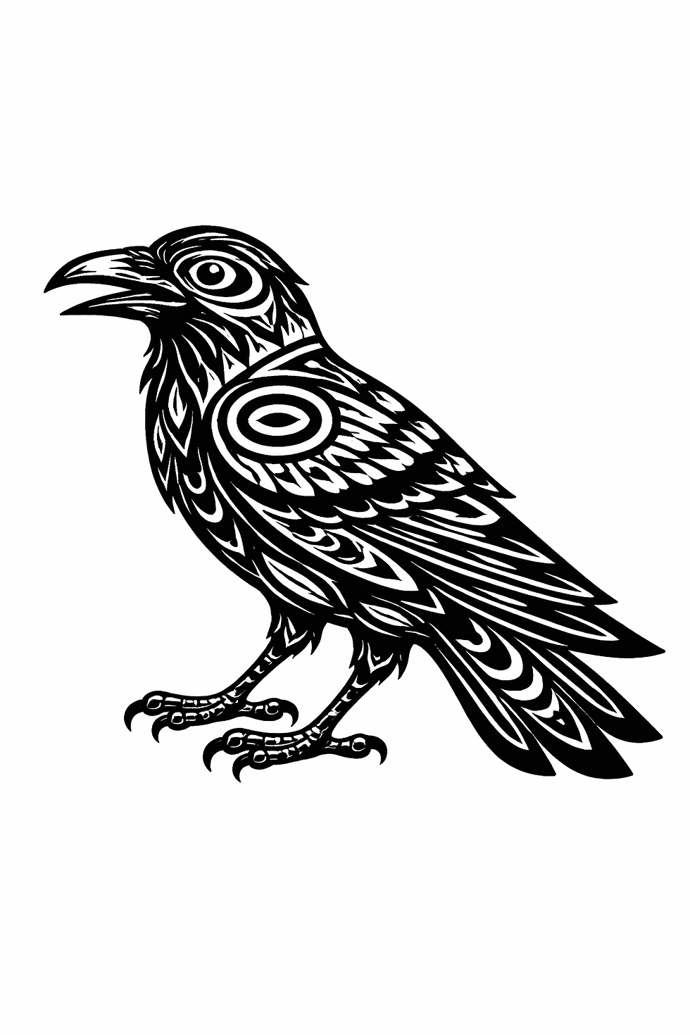 a native american style tribal image of a crow