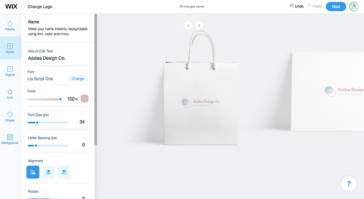 Wix Logo Maker Customisation Screenshot 