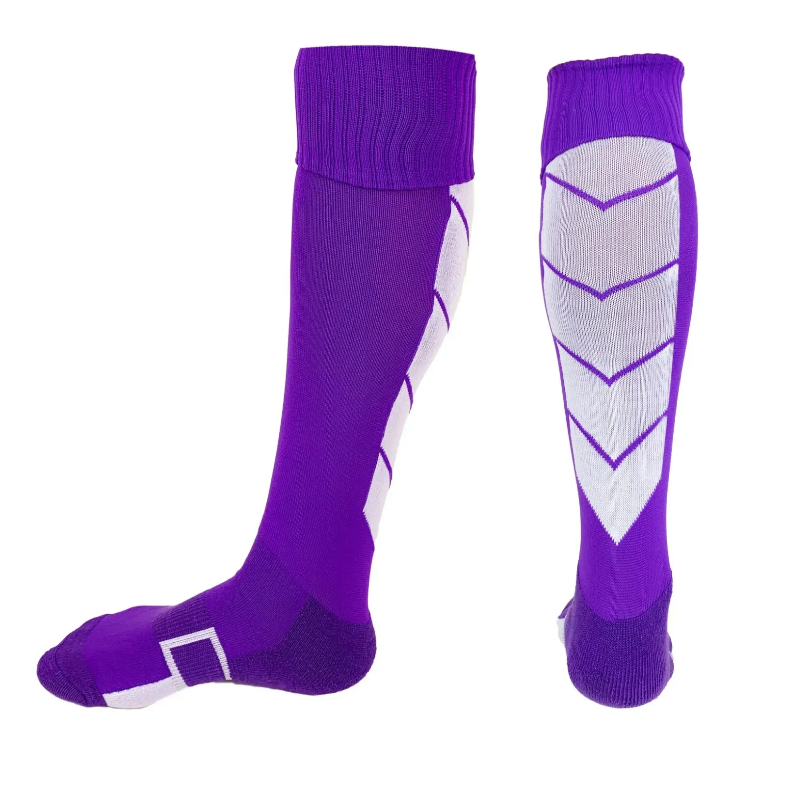 Purple with White Accents - Striker Style Soccer Socks - Just 4 Kicks