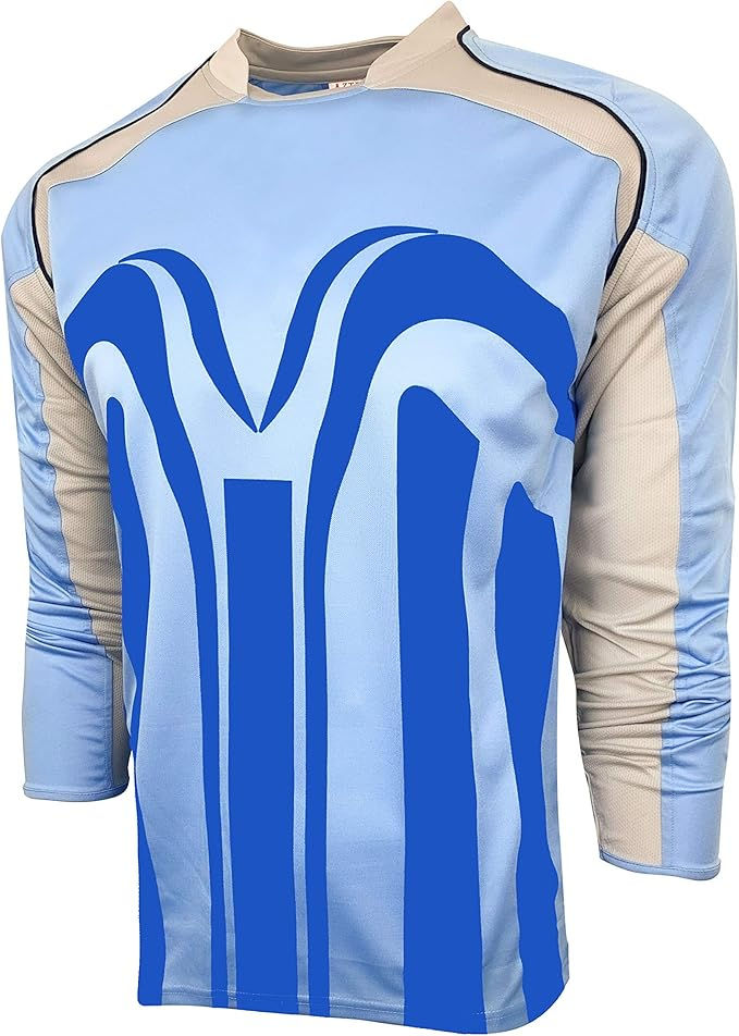 Thumbnail: Abstract Blue Pattern Protective Soccer Goalie Jersey #1 - Padded - Just 4 Kicks