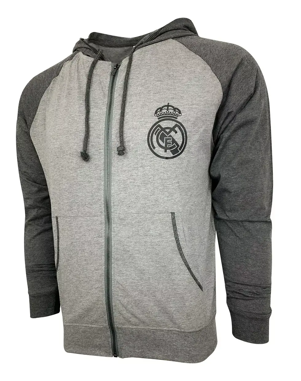 Thumbnail: Official Real Madrid Icon Sports Lightweight Hooded Sweatshirt - Charcoal