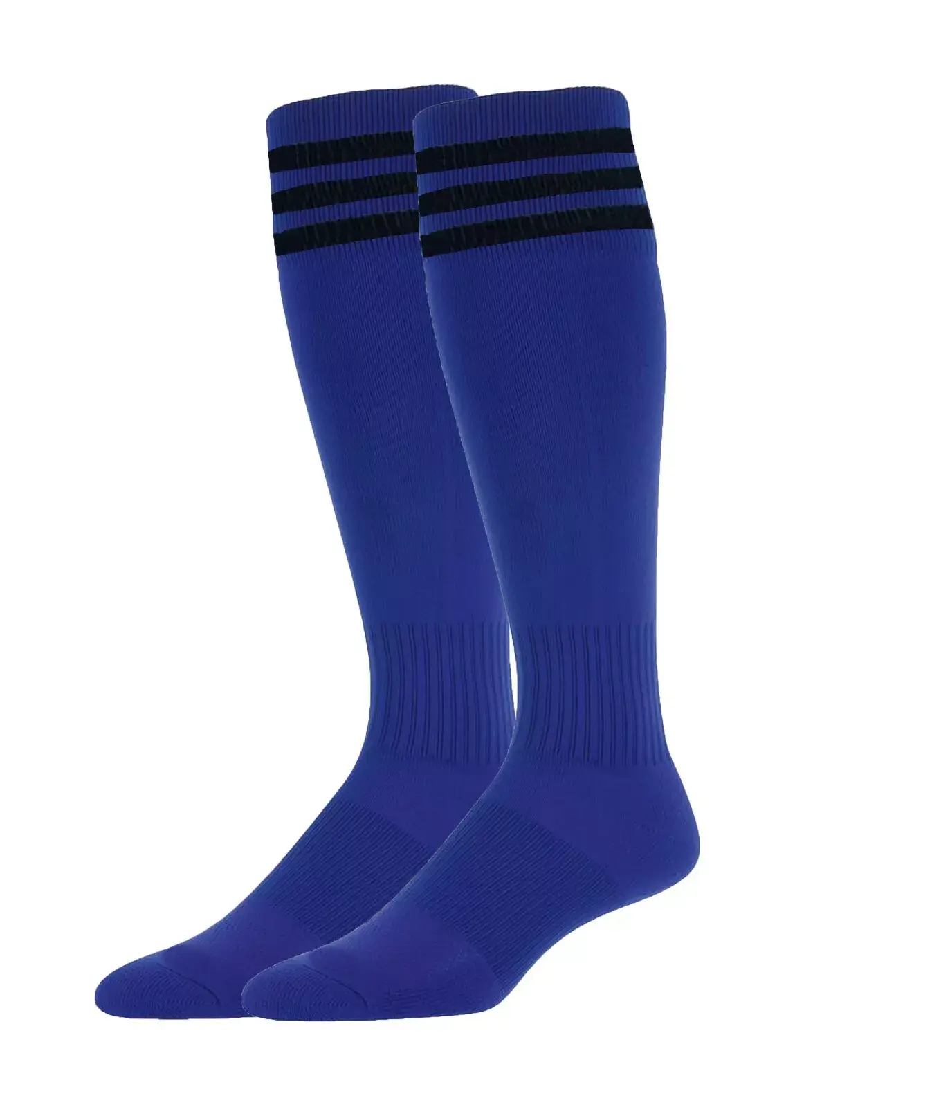 Royal with Black Stripes - Euro Style Football Socks - Just 4 Kick