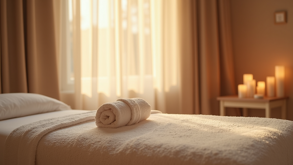 High angle view of a spa room prepared for lymphatic massage therapy