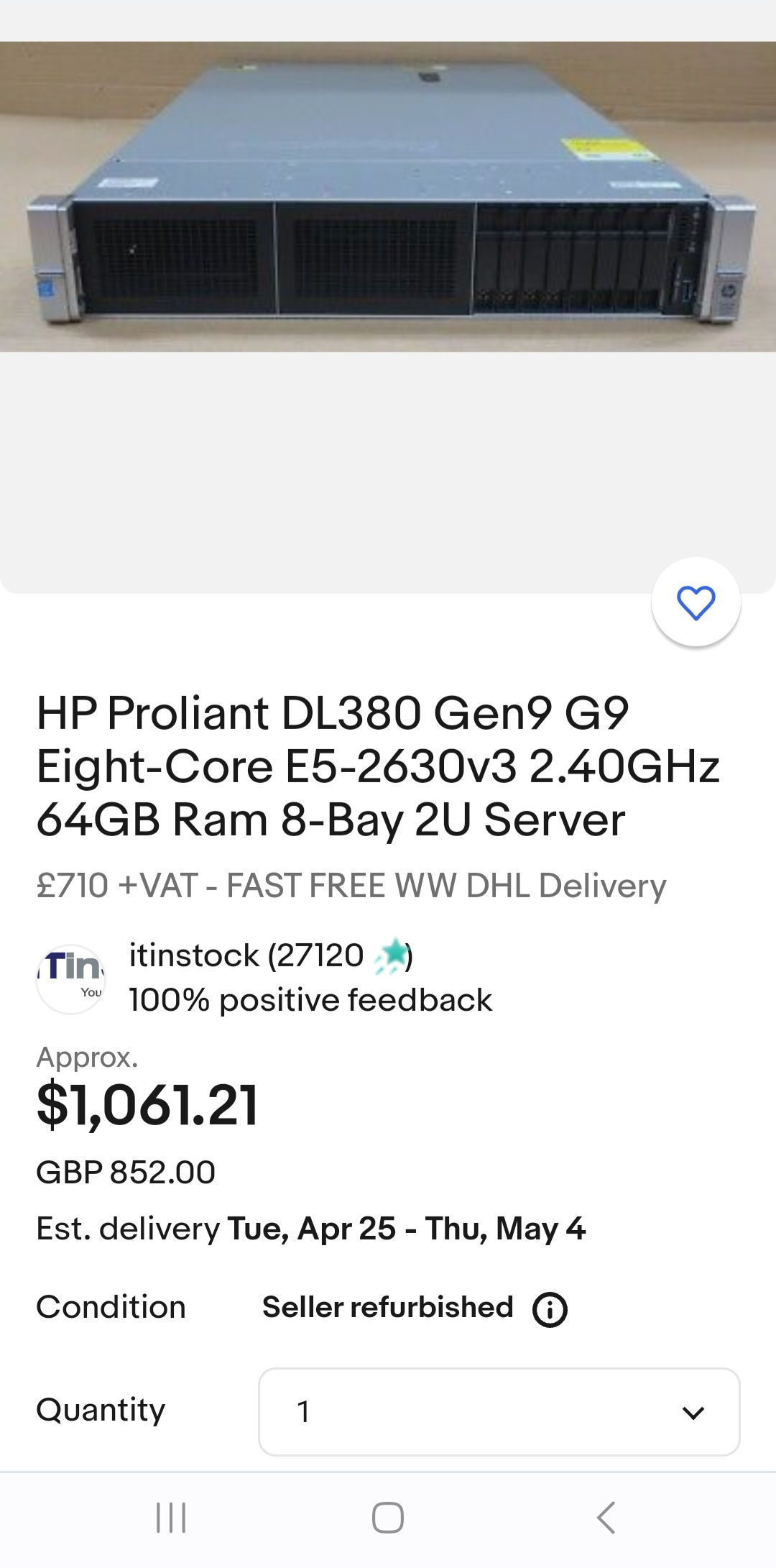HP ProLiant DL380 64GB Server