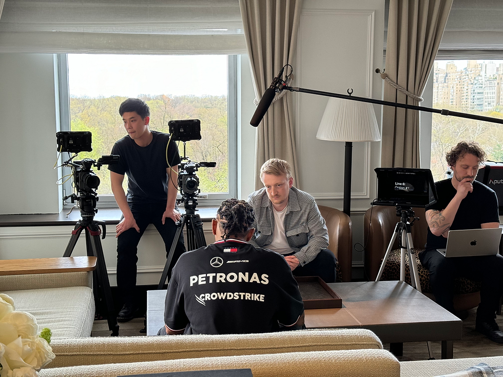Video shoot with Lewis Hamilton
