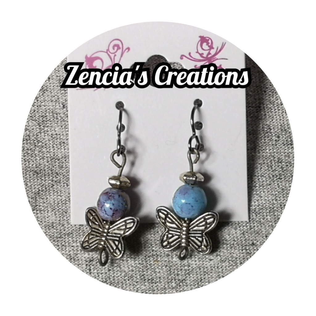 Paintball Butterfly Titanium Dangle Earring