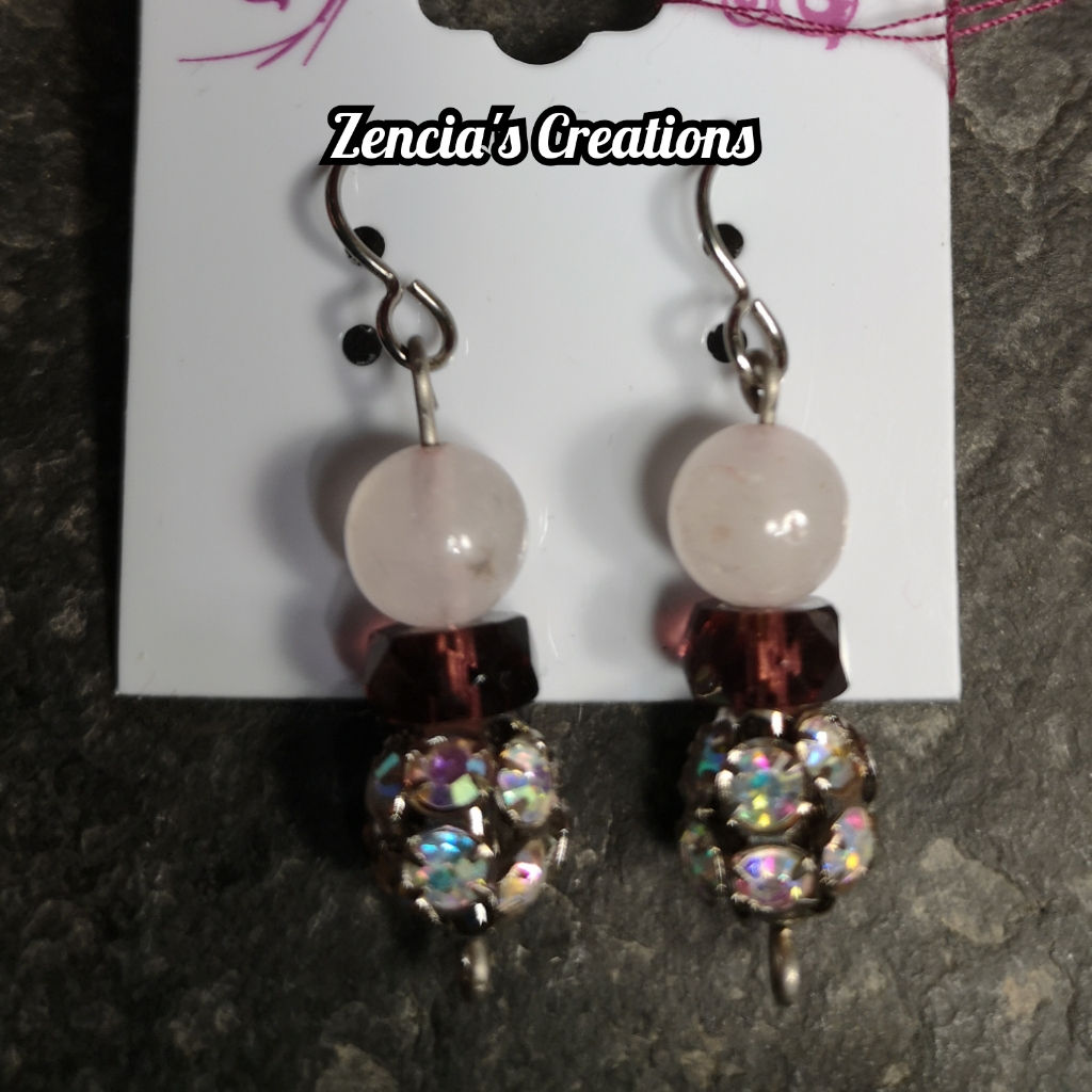 White Transparent Stone - Purple Crystal - Crystal Ball - Titanium Dangle