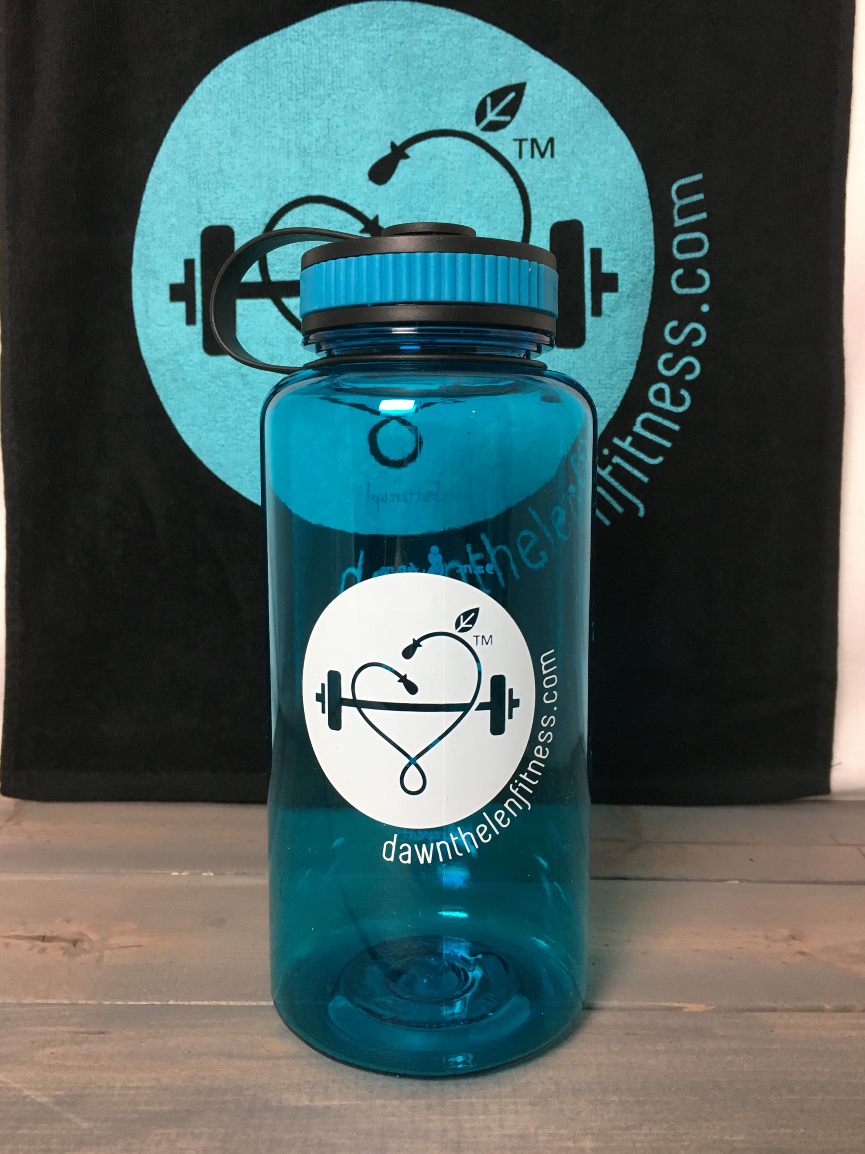 DTF Logo'd Water Bottle w/ FREE gym towel