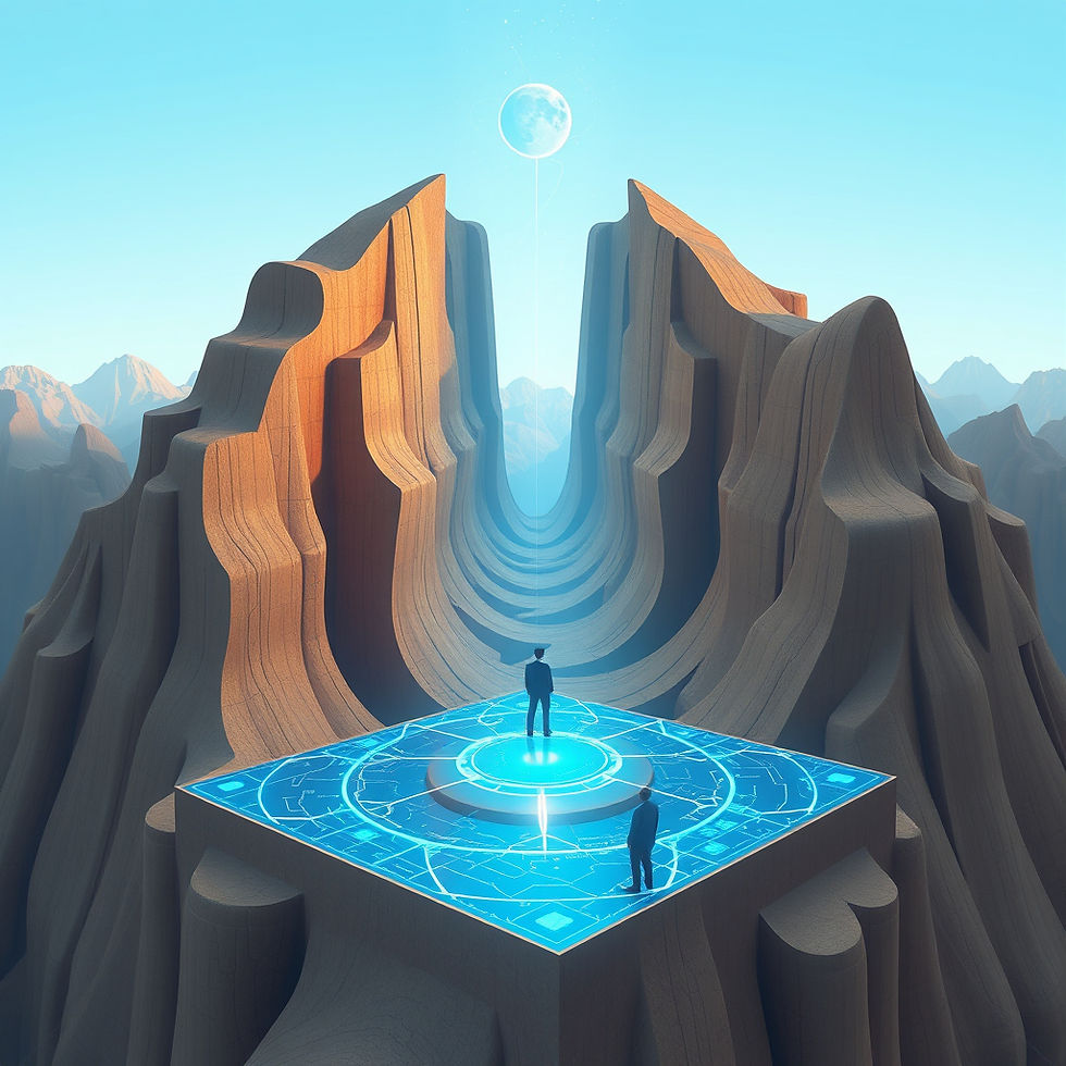 uma bela figuara espelhado a historia da web com fundo azul escuro e uma perspectiva futur