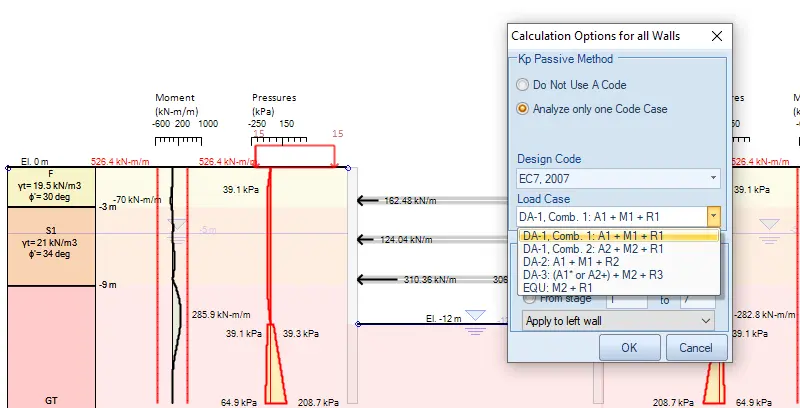 Eurocode 7 load combinations in DeepEX