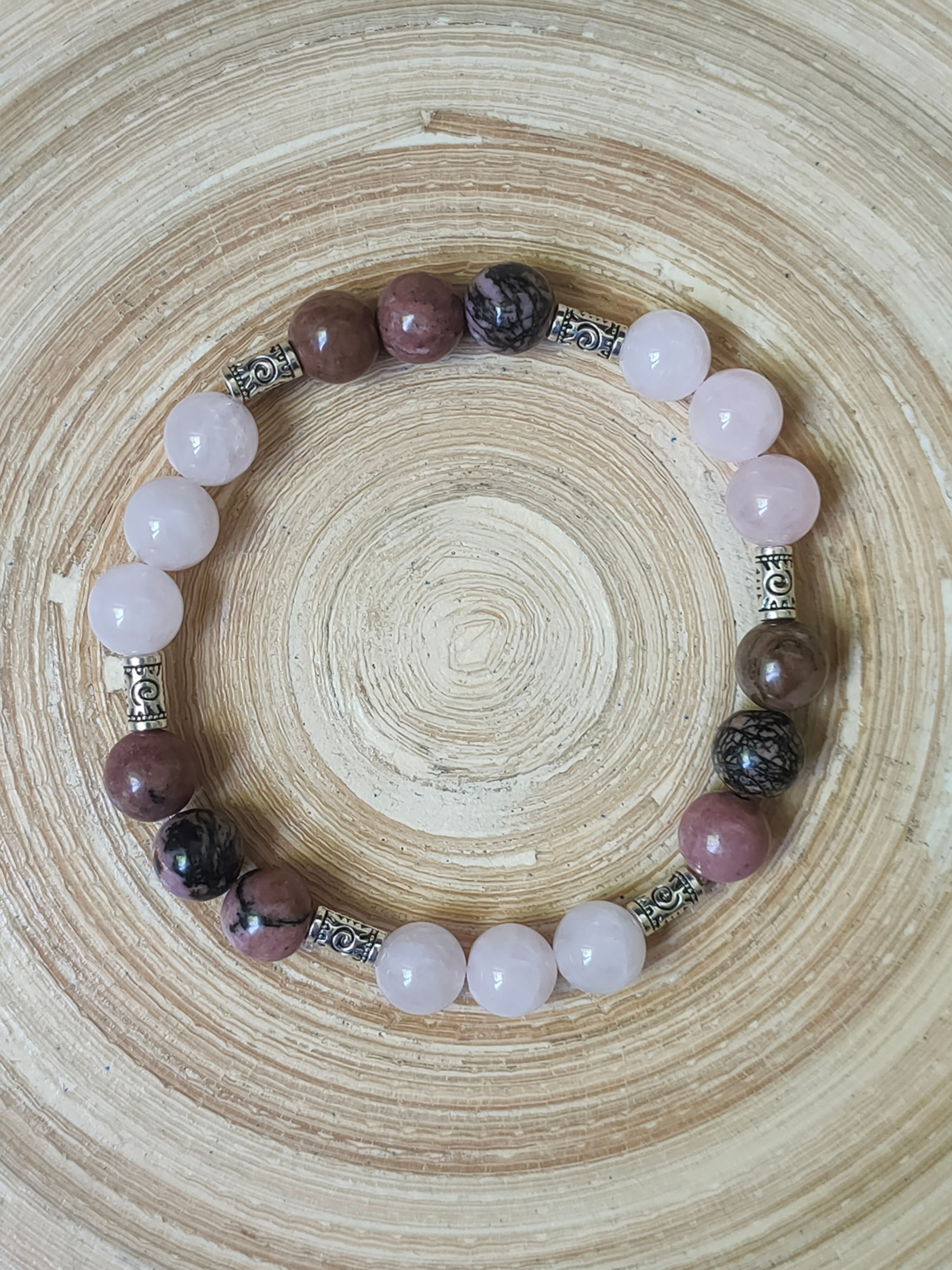 Bracelet Quartz rose et Rhodonite
