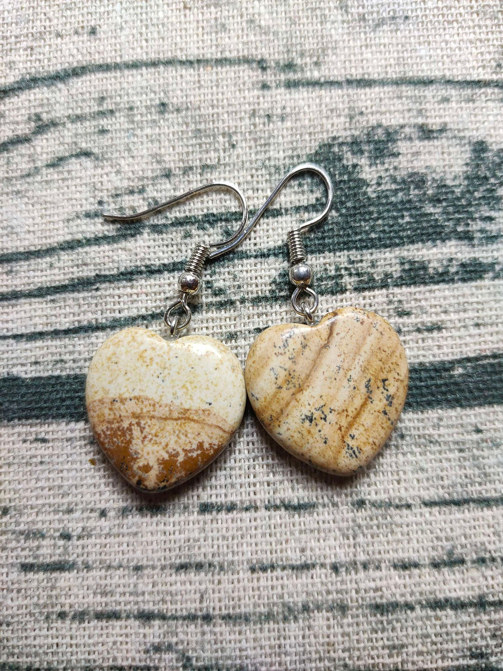 Miniature : boucles d'oreilles cœur jaspe paysage