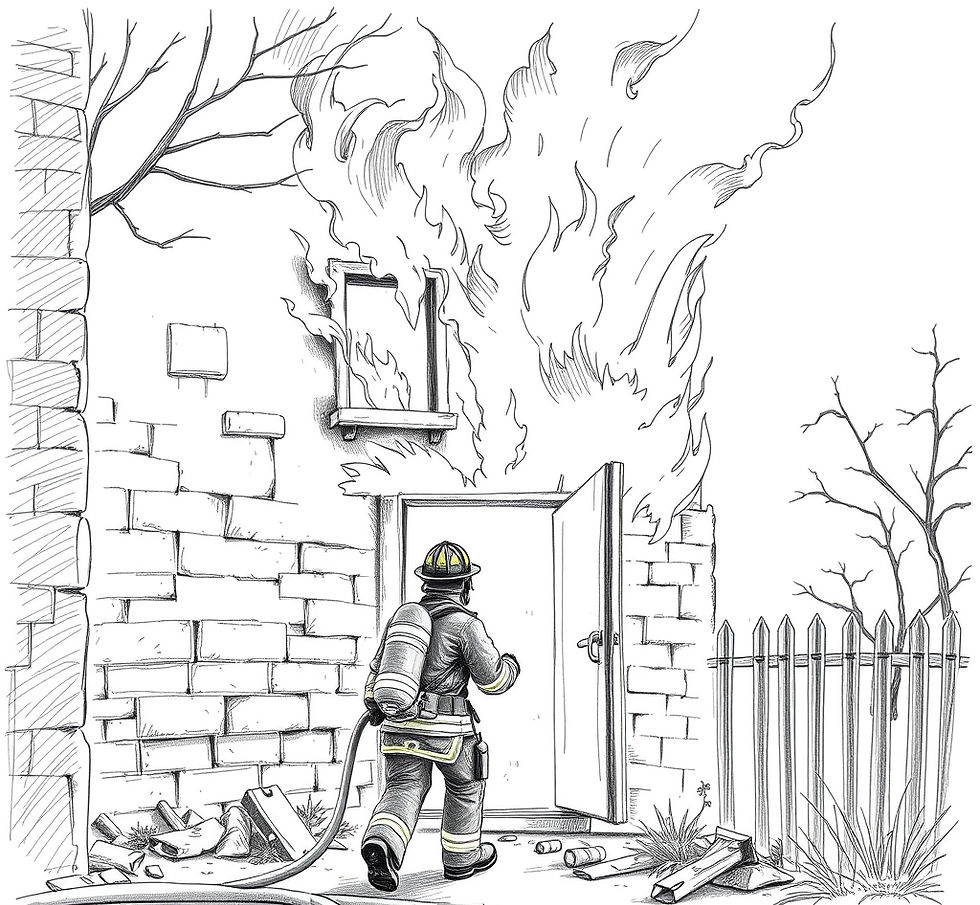 firefighter enters a building that is on fire