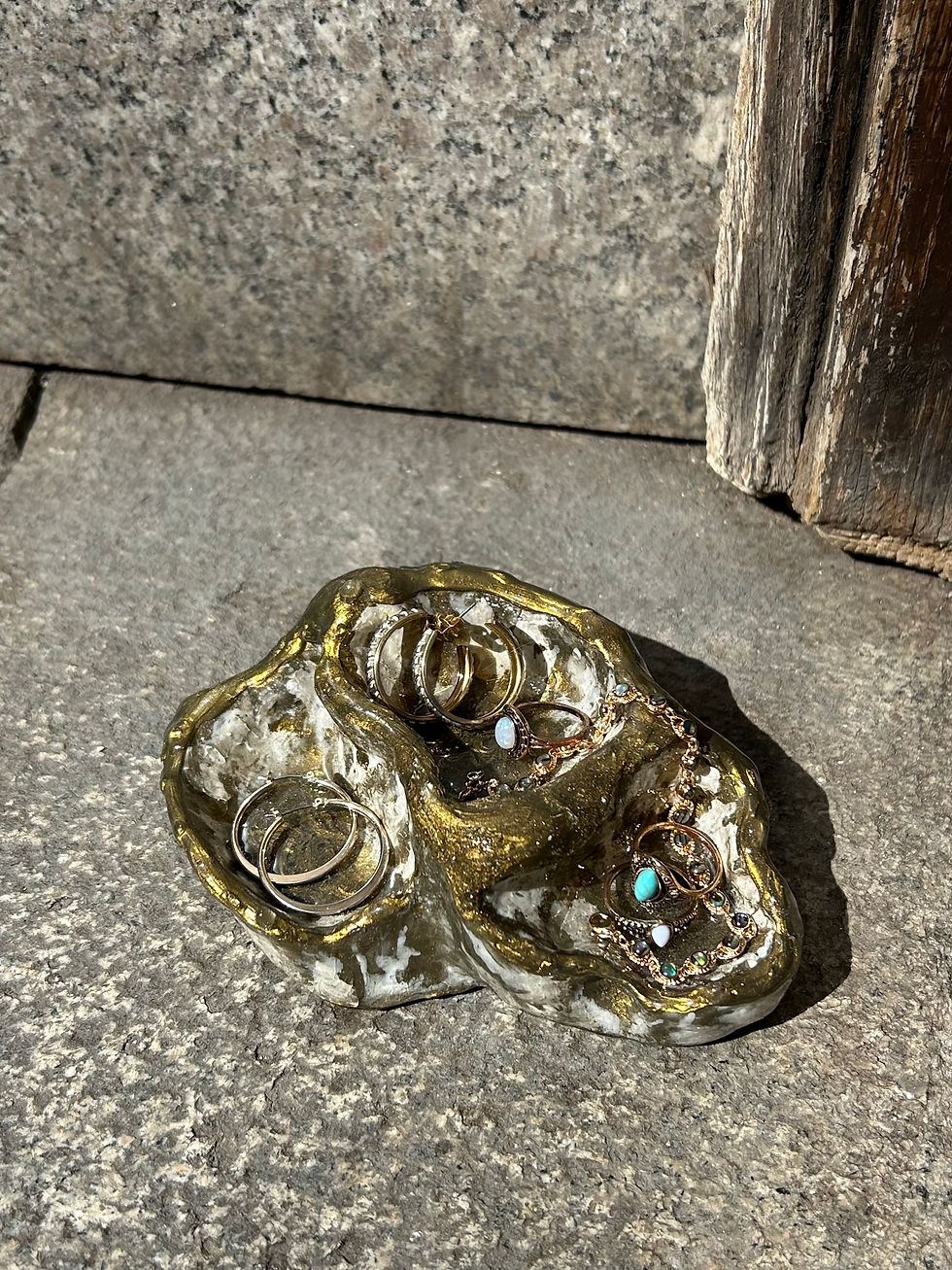 Thumbnail: Handsculpted Gold Geode Ceramic Jewelry Dish