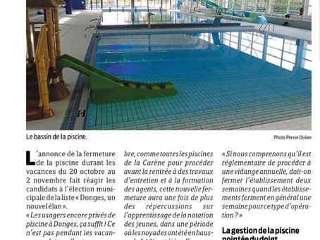 Les usagers encore privés de piscine à DONGES, ça suffit !