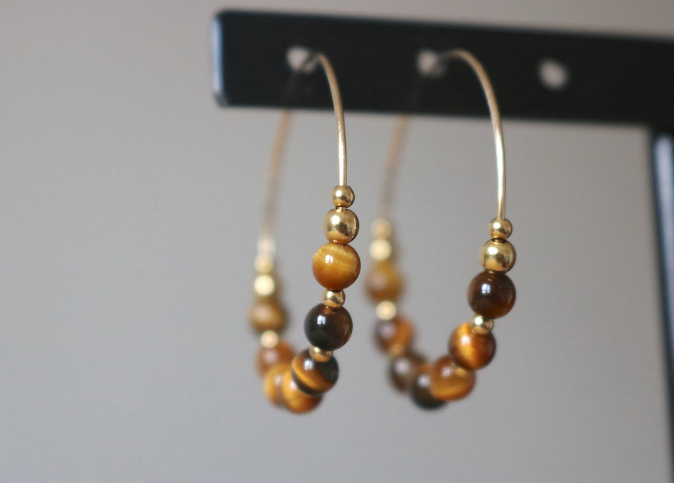 Créoles 7 perles Oeil de Tigre