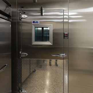 Walk-in refrigerator inside Challenger Elementary kitchen renovation in Kentwood