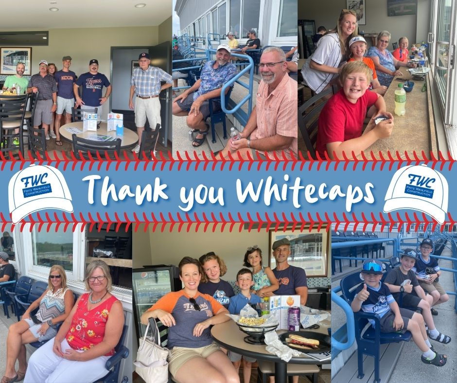 Fritz Wahlfield Construction team enjoying company outing at West Michigan Whitecaps baseball game