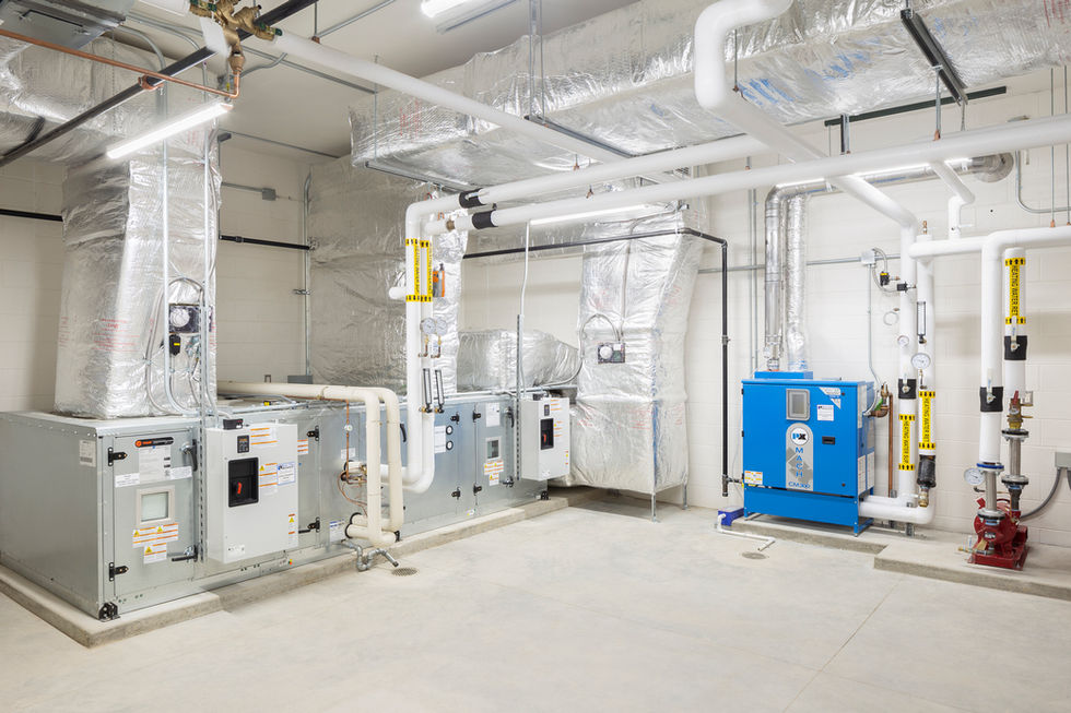 Industrial room with machinery and equipment.