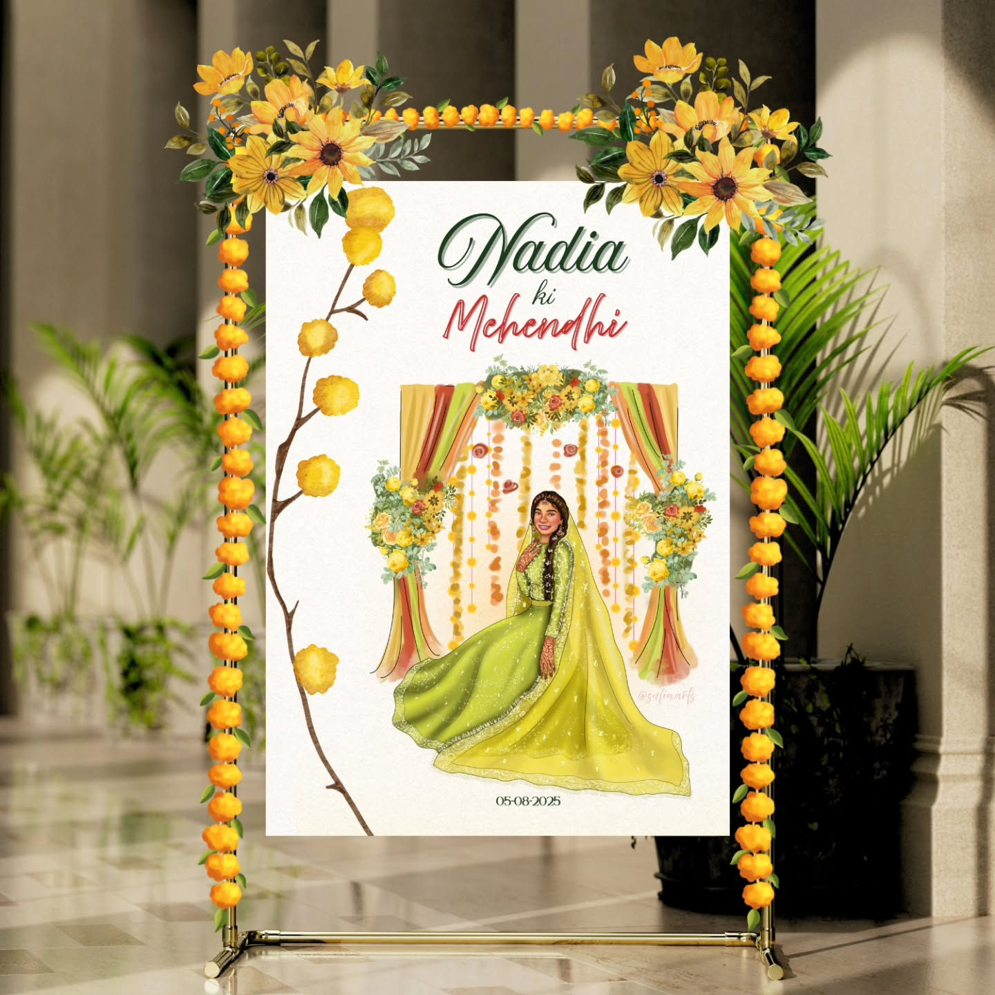 Illustrated Solo Bridal Invitation