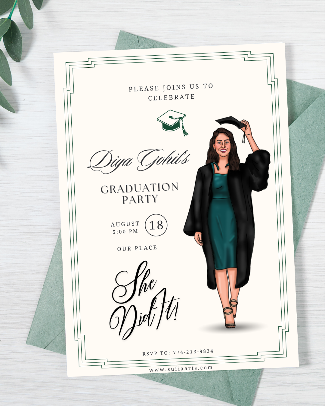 Graduation Party Illustrated Invitation