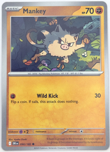 Mankey Destined Rivals Mankey #90 Pokemon Destined Rivals | Three Cards