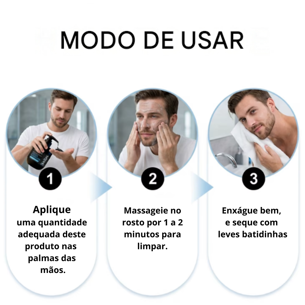 Thumbnail: Gel de Limpeza Facial Masculina Limpeza Profunda, d Oleosidade,Poros, com Carvão