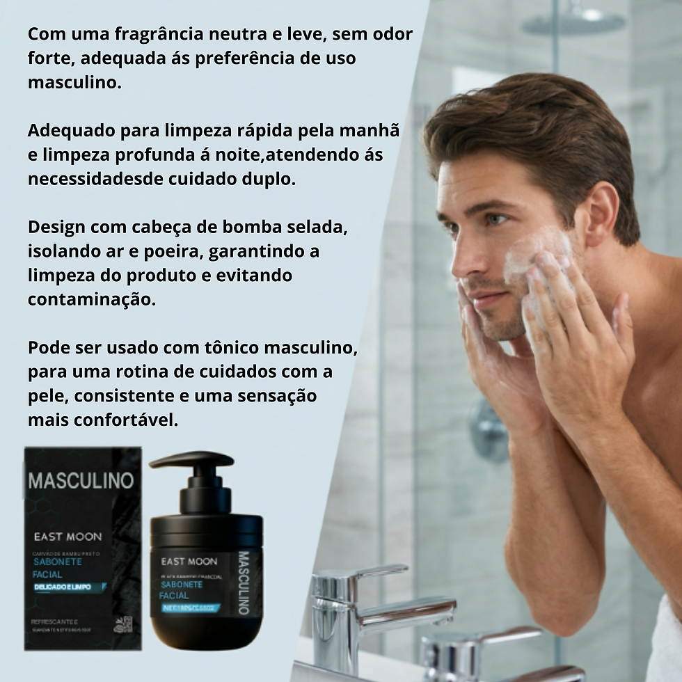 Thumbnail: Gel de Limpeza Facial Masculina Limpeza Profunda, d Oleosidade,Poros, com Carvão